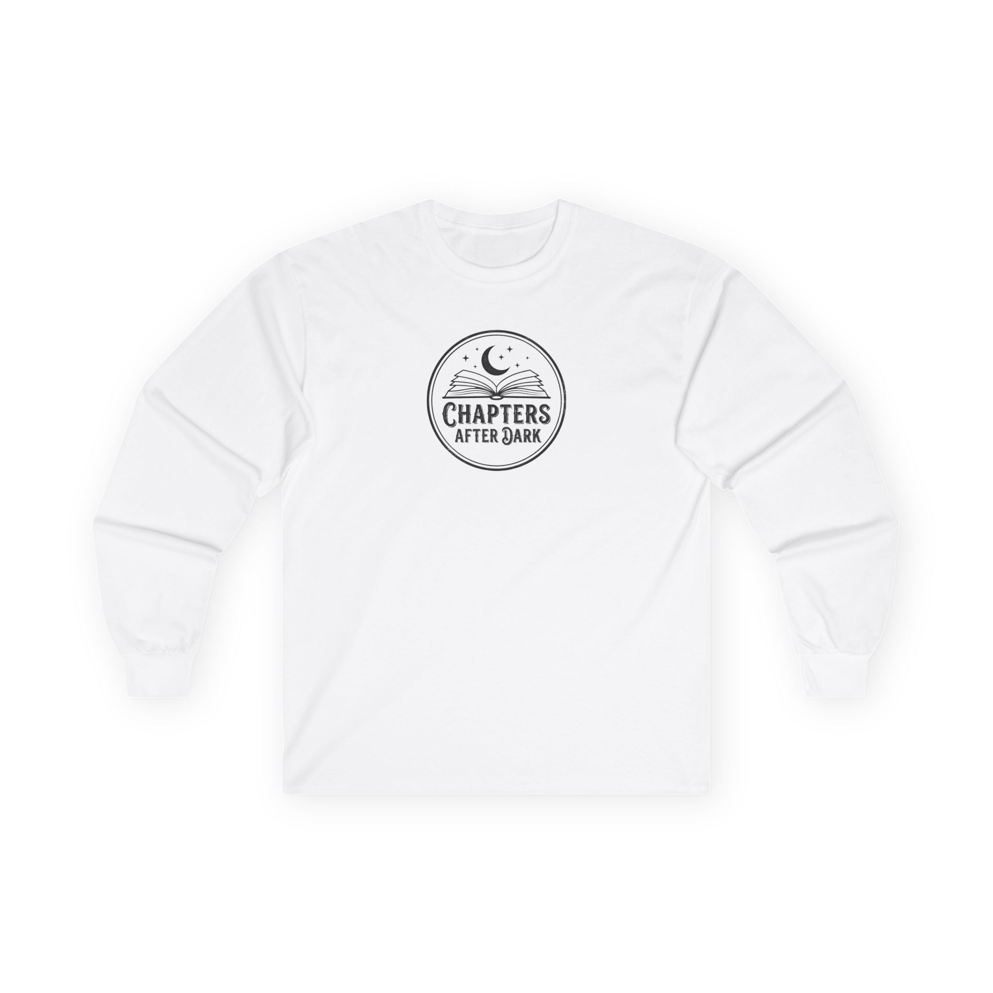 Long Sleeve Tee — "Chapters After Dark" Moonlit Booklover Shirt