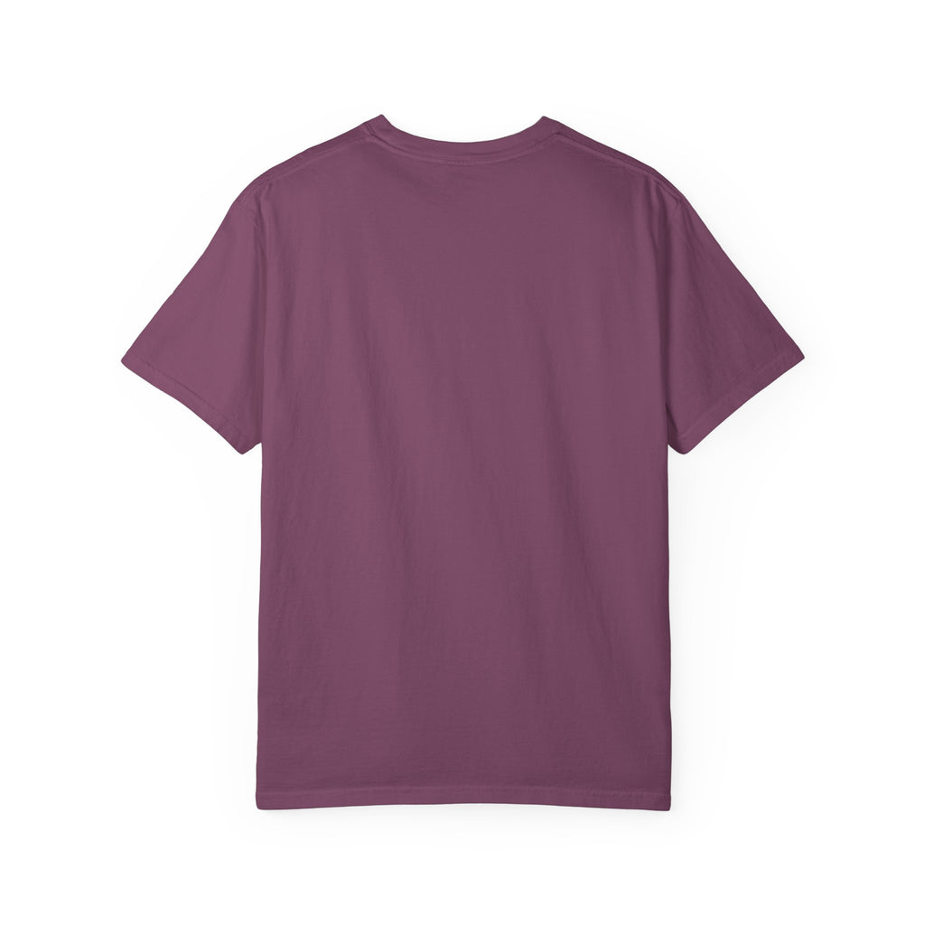 Cozy Outdoor Reading & Coffee T-Shirt — Stack of Books, Mug & Nature Badge