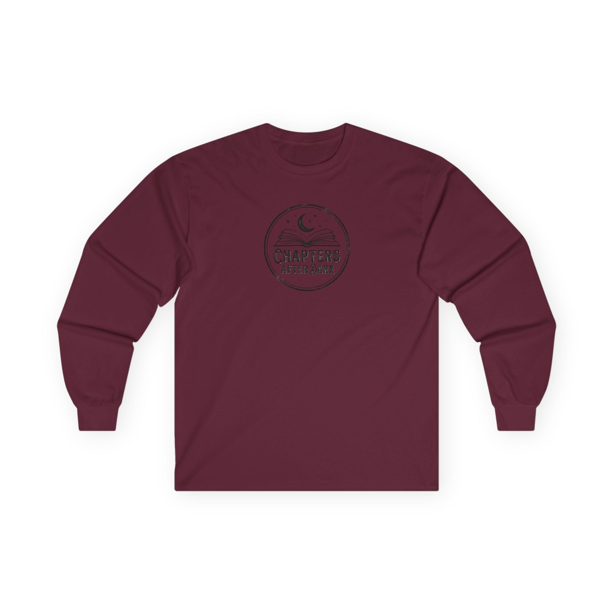 Long Sleeve Tee — "Chapters After Dark" Moonlit Booklover Shirt